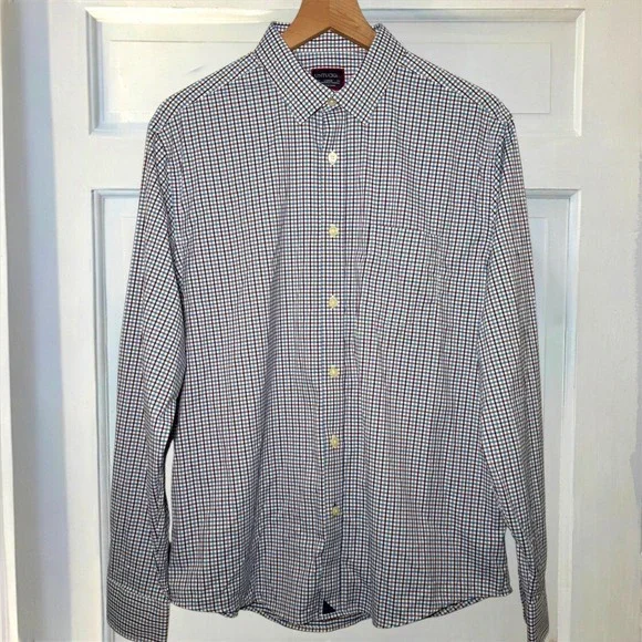 UNTUCKit Sheldrake Performance Nylon Gingham Check Men L Button Up Stretch Shirt - Picture 4 of 8